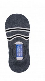 Slazenger Носки-следки темно серые бело-черная полоска с силиконовым держателем на пятке (унисекс), 1 пара 25-27 см