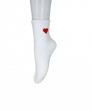 Slazenger Носки средние белые принт сердце женские, 1 пара 23-25 см.