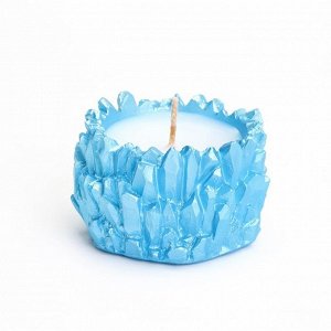 Свеча "Кристаллы" в подсвечнике из гипса,6х4см, голубой