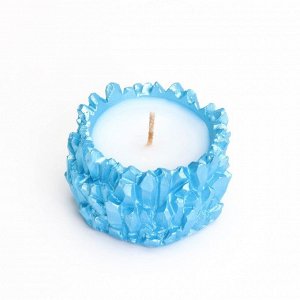 Свеча "Кристаллы" в подсвечнике из гипса,6х4см, голубой