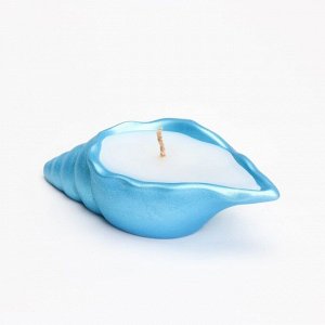 Свеча "Ракушка" в подсвечнике из гипса малая, 11,5х5,5х3,5 см, голубой