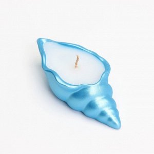 Свеча "Ракушка" в подсвечнике из гипса малая, 11,5х5,5х3,5 см, голубой