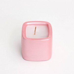 Свеча "Квадрат" в подсвечнике из гипса,5х6см,розовый