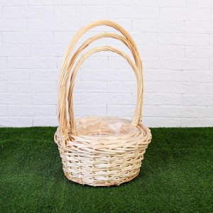 Набор корзин «Плетёнка», 3 шт,( 28x14/45 - 24x13/41 -19x11/37) см, ива натуральная