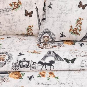 Постельное бельё "Этель" 2 сп. Парижские сезоны175х215 см, 200х220 см, 70х70 см - 2 шт., 100% хлопок, бязь 125 г/м²