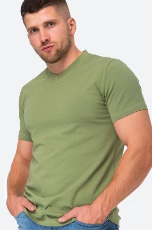 Happy Fox Мужская футболка из хлопка с лайкрой с V-вырезом