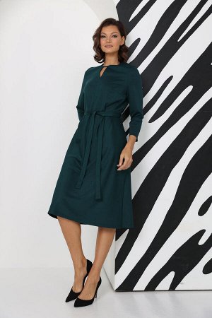 Платье из трикотажа с длинным рукавом, цвет тёмно-зелёный