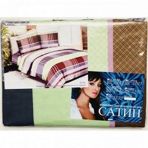 Комплект постельного белья Сатин 5D 2-спальный с евро простыней (Палитра A1)