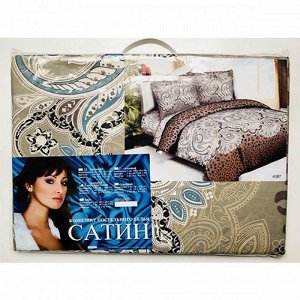 Комплект постельного белья Сатин 5D 2-спальный с евро простыней (Палитра F)