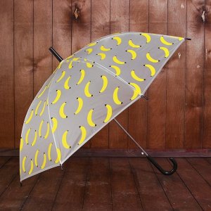 Зонт детский "Бананы", полуавтоматический, r=45см, цвет жёлтый/прозрачный