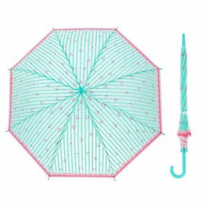 Зонт детский "Вишенка", полуавтоматический, r=45см, цвет мятный