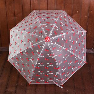 Зонт детский "Вишенки", полуавтоматический, r=45см, цвет красный