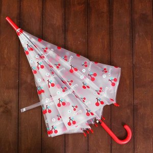 Зонт детский "Вишенки", полуавтоматический, r=45см, цвет красный
