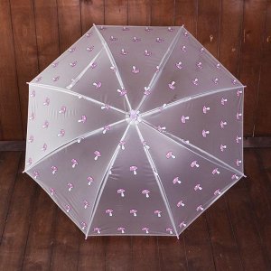 Зонт детский "Грибочки", полуавтоматический, r=45см, цвет прозрачный/розовый/голубой