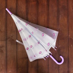 Зонт детский "Грибочки", полуавтоматический, r=45см, цвет прозрачный/розовый/голубой