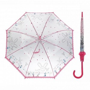 Зонт детский "Зайчата", полуавтоматический, r=45см, цвет розовый