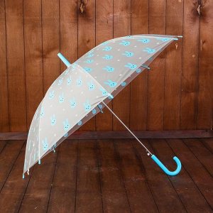 Зонт детский "Зайчики", полуавтоматический, r=44см, цвет голубой/прозрачный