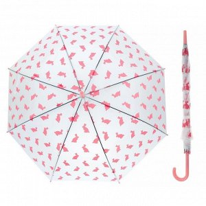 Зонт детский "Кролики", полуавтоматический, r=45см, цвет розовый/прозрачный