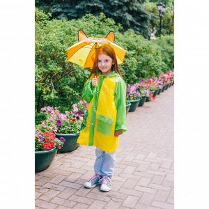 Зонт детский "Лисичка", механический, с ушками, r=26см, цвет жёлтый/оранжевый