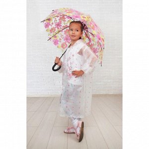 Зонт детский "Нежный букет", полуавтоматический, r=42см, цвет розовый/жёлтый/чёрный