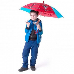 Зонт детский "Паутинка", полуавтоматический, со свистком, r=42,5см, цвет голубой/красный