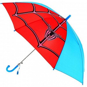 Зонт детский "Паутинка", полуавтоматический, со свистком, r=42,5см, цвет голубой/красный