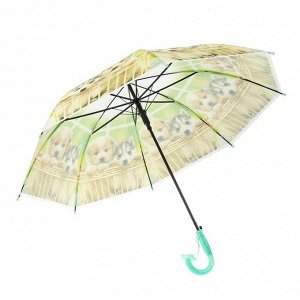 Зонт детский "Собачки в корзине", полуавтоматический, со свистком, r=40см, цвет зелёный