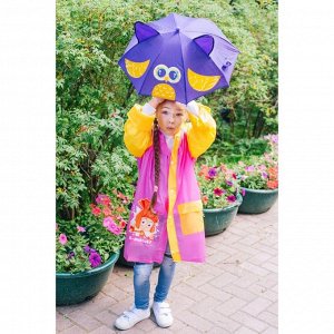 Зонт детский "Совёнок", механический, с ушками, r=26см, цвет фиолетовый