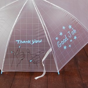 Зонт детский "Спасибо", полуавтоматический, r=45см, цвет голубой