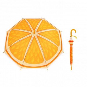 Зонт детский полуавтоматический "Апельсин", со свистком, r=39см, цвет оранжевый