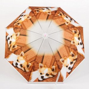 Зонт детский полуавтоматический "Задумчивая собачка", r=40см, со свистком, цвет коричневый