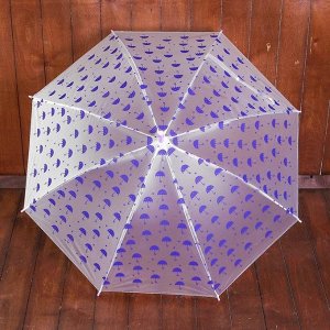 Зонт детский полуавтоматический "Зонтики", r=44см, цвет прозрачный/фиолетовый