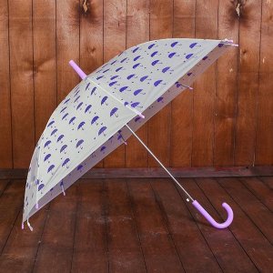 Зонт детский полуавтоматический "Зонтики", r=44см, цвет прозрачный/фиолетовый