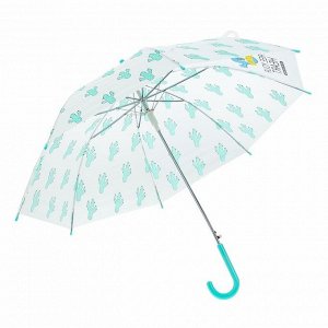 Зонт детский полуавтоматический "Кактусы", r=45см, цвет прозрачный/зелёный