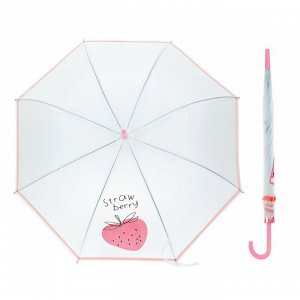 Зонт детский полуавтоматический "Клубника", r=45см, цвет розовый