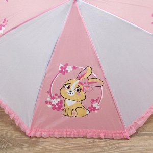 Зонт детский полуавтоматический "Лапочка", r=35см, с рюшами, цвет розовый/белый