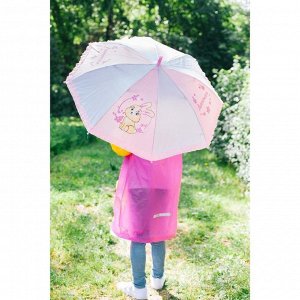 Зонт детский полуавтоматический "Лапочка", r=35см, с рюшами, цвет розовый/белый