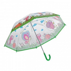 Зонт детский полуавтоматический "Лесная полянка ", r=38,5см, цвет зелёный
