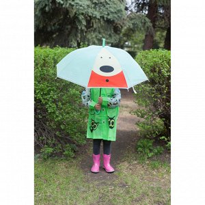 Зонт детский полуавтоматический "Мишка", r=45см, цвет зелёный