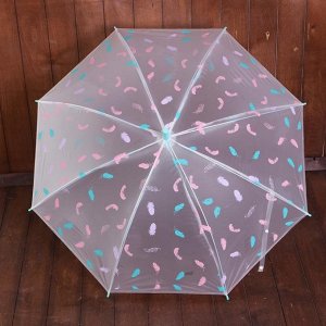 Зонт детский полуавтоматический "Пёрышки", r=45см, цвет МИКС