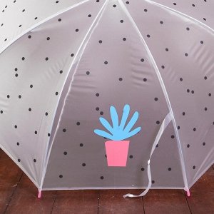Зонт детский полуавтоматический "Растение в горшочке", r=44см, цвет розовый