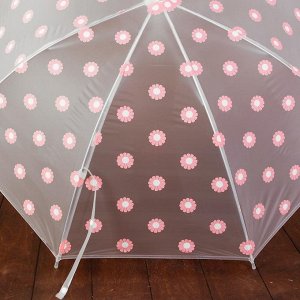 Зонт детский полуавтоматический "Ромашки", r=43см, цвет розовый/белый