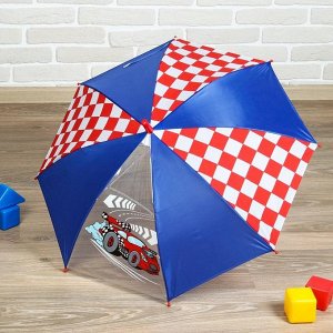 Зонт детский полуавтоматический "Самый крутой", r=35см, цвет синий/красный/белый