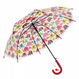 Зонт детский полуавтоматический "Цветные слоники", r=33см, цвет красный