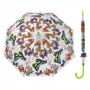 Зонт детский прозрачный матовый  "Бабочки" d=68 см 67309  МИКС
