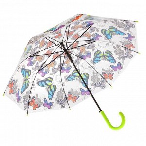 Зонт детский прозрачный матовый  "Бабочки" d=68 см 67309  МИКС