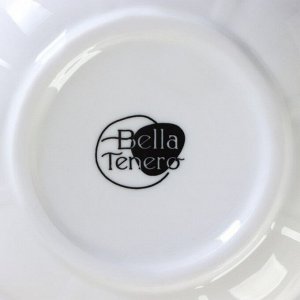 Сахарница с ложкой на бамбуковой подставке BellaTenero, 350 мл, фарфор, белая