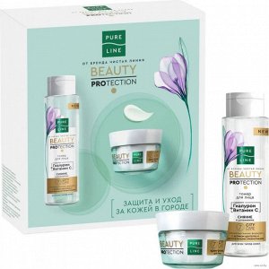 Чистая линия Подарочный набор "Beauty Protection", Крем-флюид для лица + Тонер для лица, 110 мл + 45 мл