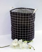 Корзина для белья большая, текстильная &quot;&quot;Клетка темная&quot;&quot; к-0204