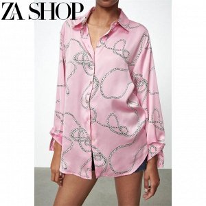 Женская розовая блуза с принтом